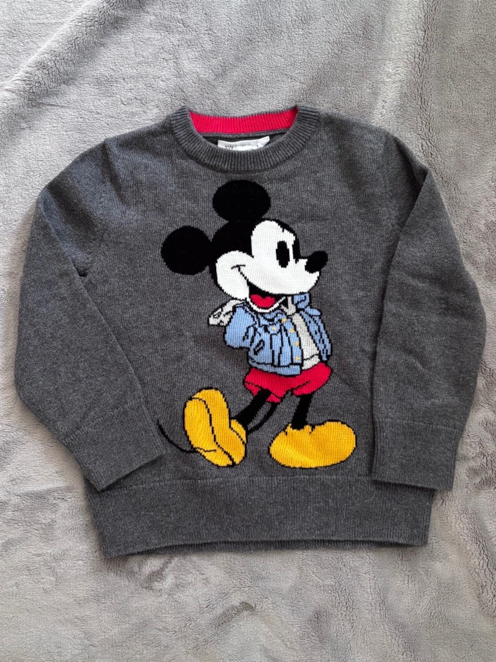Baby Gap Disney 4T / 4 Years Mickey Mouse Heather Gray Grey Sweater Top EUC